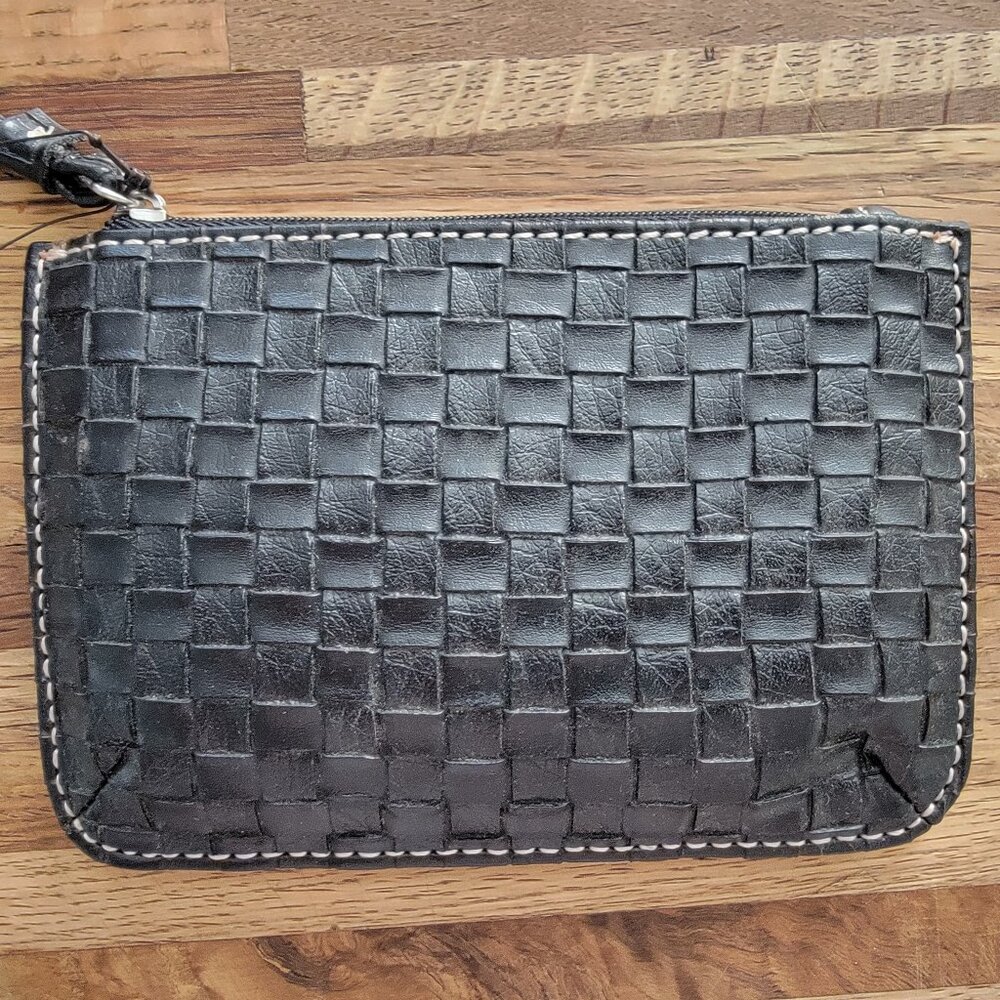 Wilson's Leather Black Woven Style Wristlet/Coin Wallet Cashwrap - Picture 2 of 8